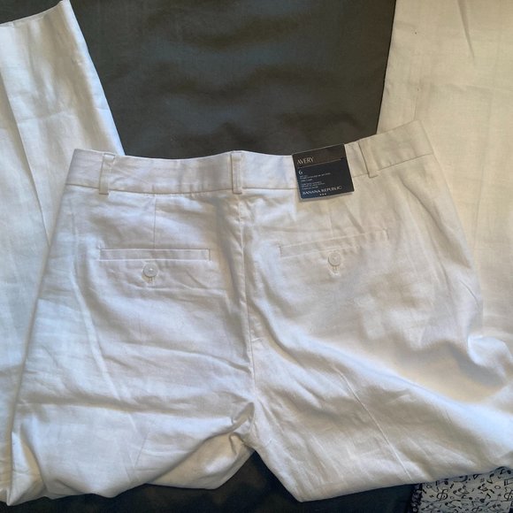 Banana Republic White Linen Lined Ankle Length Pants - NWT - Picture 3 of 16